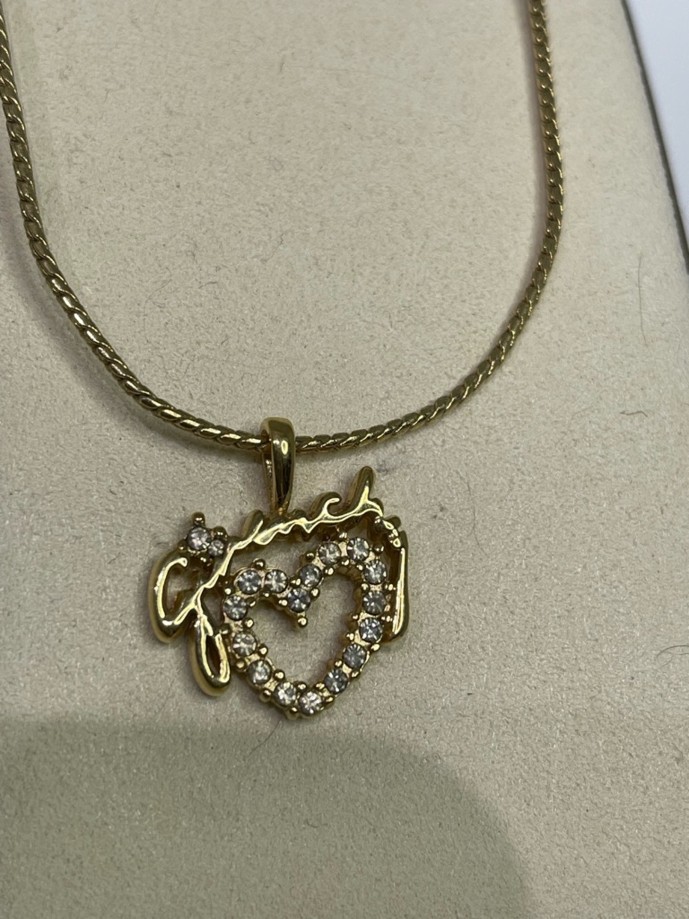 Givenchy Heart Pendant Necklace with Crystal Accents